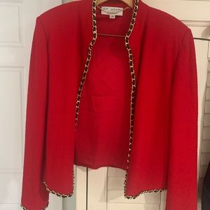 St. John waist jacket with leather and gold braid